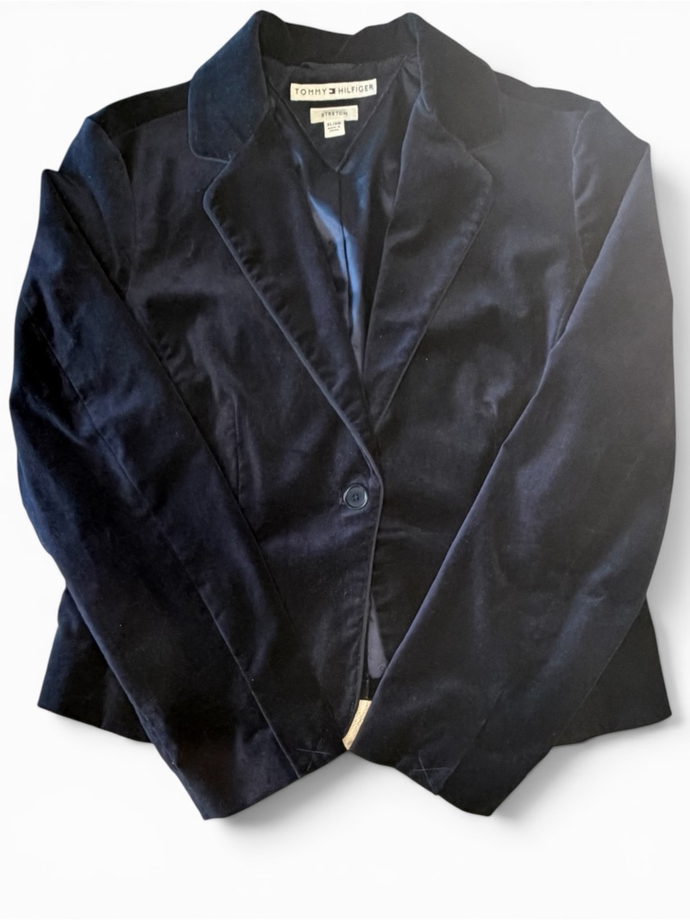 Tommy Hilfiger Stretch Women's Navy Velvet Blazer Size XL